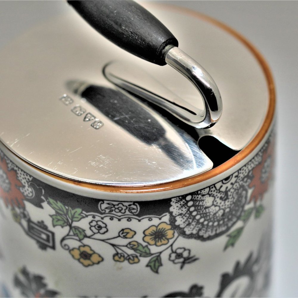 Vintage Ceramic & Sterling Jam Jar